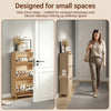 SoBuy FSR213-N smal skoskåp - skoskåp i trä 24 cm brett, stor kapacitet för skor upp till storlek 47, nordisk design, idealisk för hall, entré, familj, färg trä, mått 60x24x120 cm
