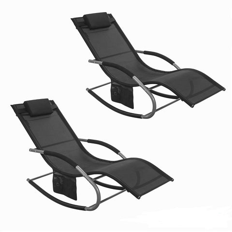Sobuy, 2 x šūpuļkrēsls, atpūtas krēsls, āra mēbeles, 2-vietējs, melns, OGS28-SCHX2
