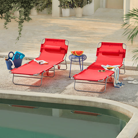 Sobuy 2 x saliekamie krēsli āra mēbeļu saules gulta ar glabāšanas maisiņu OGS35-RX2