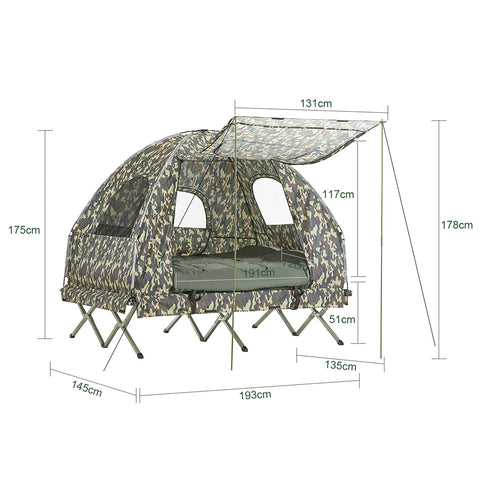 Iepriekš pārdots sobuy 4-in-1 telts ar guļammaisu kempinga krēsla gaisa matracei saliekamā gultiņa un aksesuāri 2 cilvēkiem OGS32-L-TN