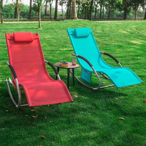 Sobuy, 2 x šūpuļkrēsls, atpūtas krēsls, āra mēbeles, 2-vietējie, sarkanie, OGS28-RX2
