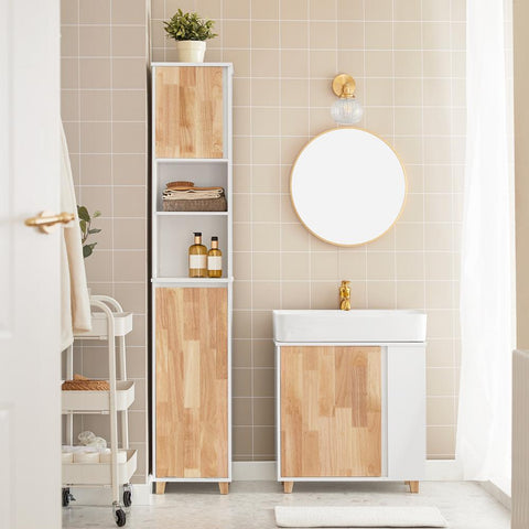Sobuy vannas istabas skapis ar veļas grozu un kastēm vannas istabas plaukta augstā skapja vannas istaba BZR74-W