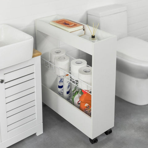 Sobuy vannas istabas skapīši uz riteņiem, tualetes papīra žurnāli, veļas mašīnas skapīši, BZR46-W