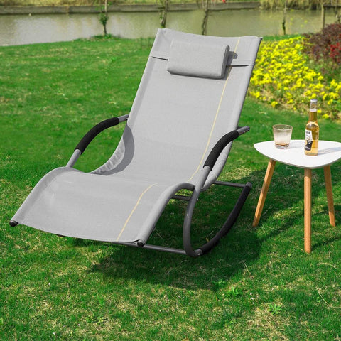 Sobuy, šūpuļkrēsls, atpūtas krēsls, āra mēbeles, pelēka, pārbaudīta 150 kg, OGS28-Hg