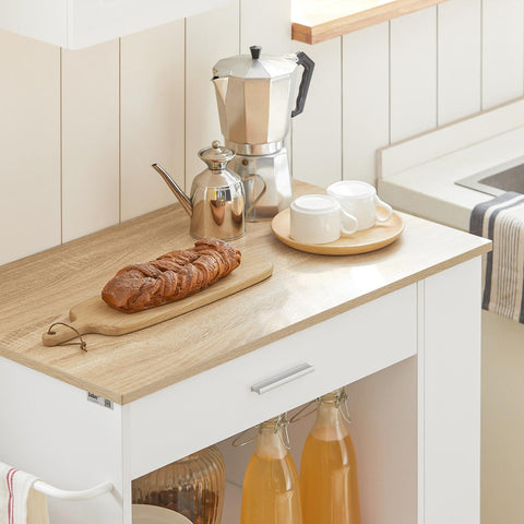 Sobuy virtuves skapīši, kas pasniedz ratiņus ar 1 kastēm virtuves salu uz riteņiem FKW113-wn
