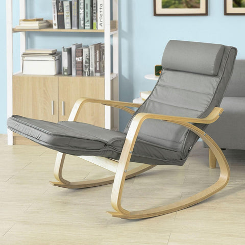 Sobuy modernais šūpuļkrēsls ar pēdu, atpūtas krēslu, pelēku, FST16-DG