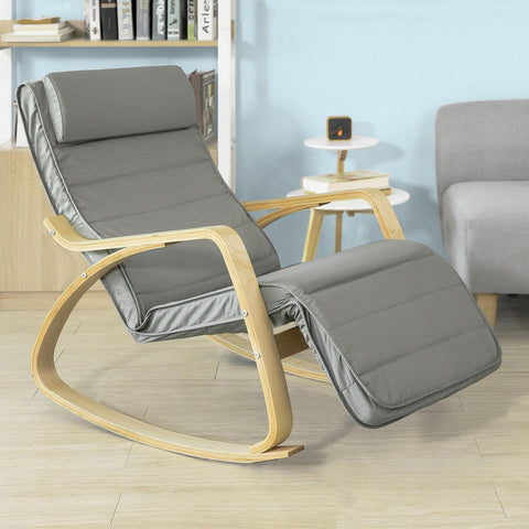 Sobuy modernais šūpuļkrēsls ar pēdu, atpūtas krēslu, pelēku, FST16-DG