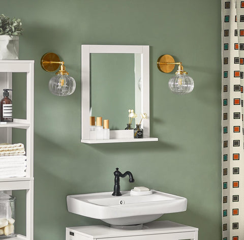Sobuy, spogulis ar plauktu, vannas istabas mēbeles, balta, frg129-w