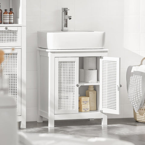 Sobuy, Washbasin aitas, vannas istabas mēbeles, ar 2 durvīm, baltas, BZR35-W