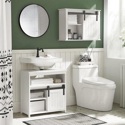 Sobuy Washbasin, vannas istabas skapis, ar bīdāmām durvīm, vannas istabas mēbelēm BZR61-W