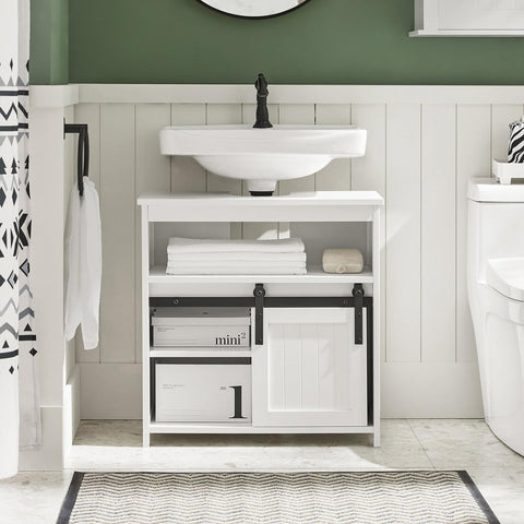 Sobuy Washbasin, vannas istabas skapis, ar bīdāmām durvīm, vannas istabas mēbelēm BZR61-W