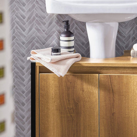 Sobuy Washbasin ar 2 durvīm, vannas istabas skapjiem BZR63-II-PF