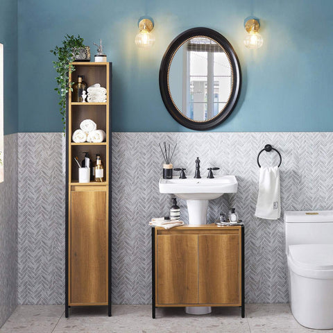 Sobuy Washbasin ar 2 durvīm, vannas istabas skapjiem BZR63-II-PF